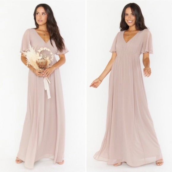Show Me Your Mumu Emily Empire Maxi Dress Soft Beige NWT - Picture 1 of 10